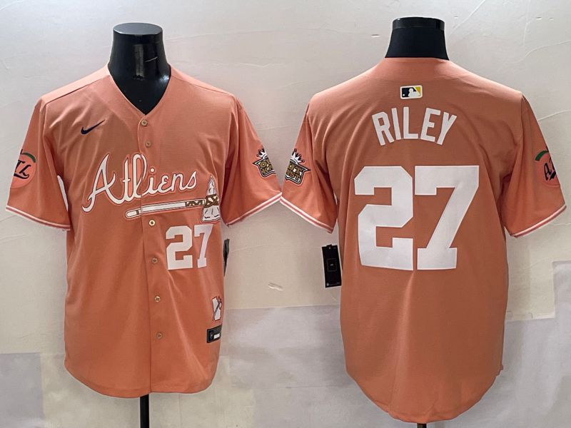 Men Atlanta Braves #27 Riley Orange Five generations Joint Name 2025 Nike MLB Jersey style 5